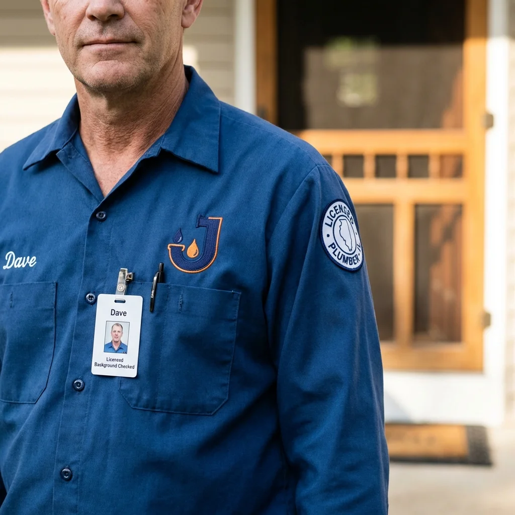 Licensed plumber showing ID badge in Morocco, IN