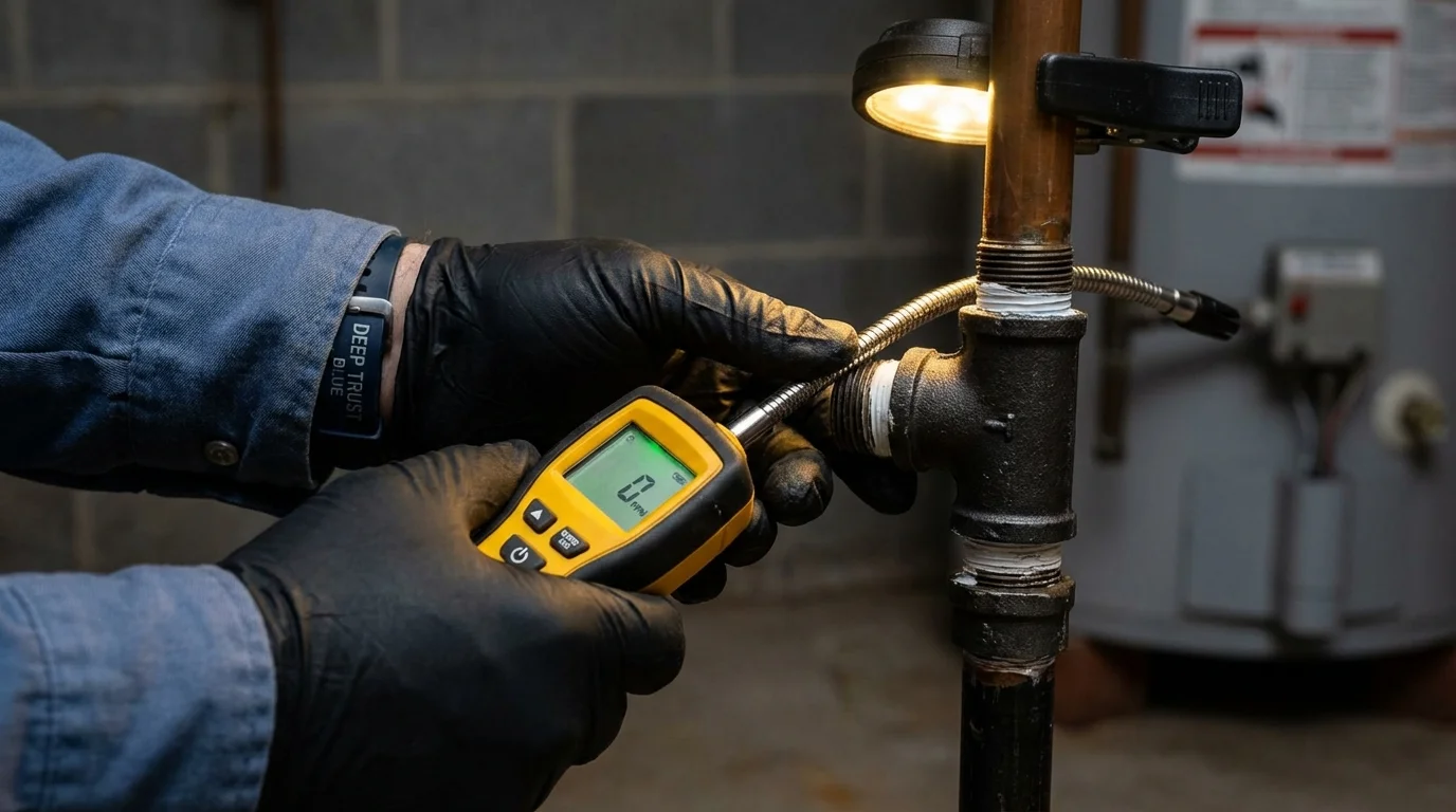 Gas leak detection with electronic sniffer by Johns Plumbing LLC in Morocco