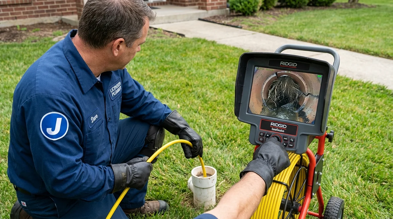 Sewer camera inspection being performed by Johns Plumbing LLC in Morocco