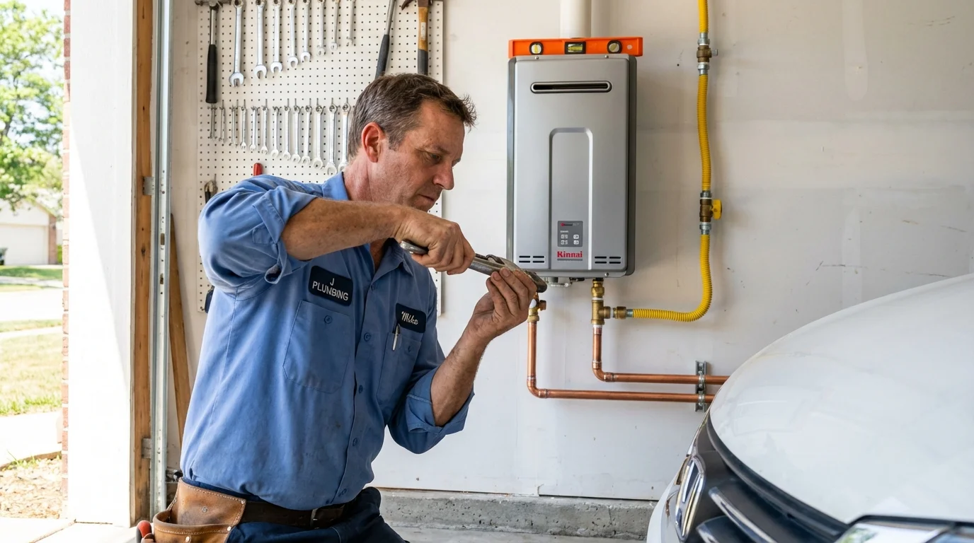 Tankless water heater installation by a Johns Plumbing LLC plumber in Morocco